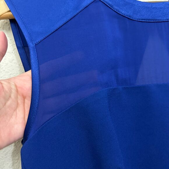 REBECCA TAYLOR Royal Blue Sheath Mini Dress Sheer Accent Cut-Out Back NWOT - Picture 4 of 12